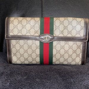 Vintage Gucci PVC Monogram Sherry Parfume Clutch W/Unbranded removable strap